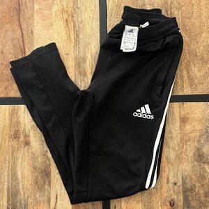 Adidas Kids Black Joggers with White Stripes